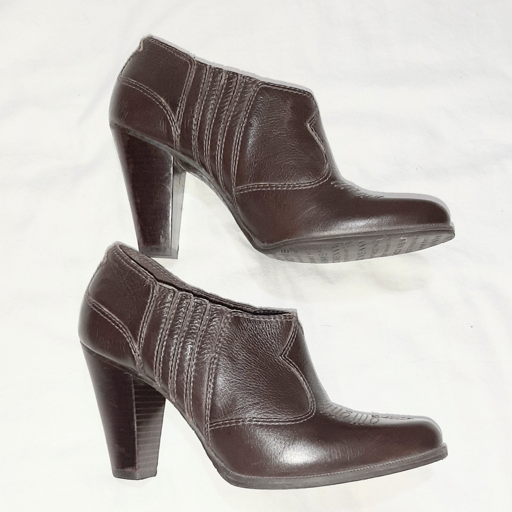 GIANNI BINI - leather western ankle boots/shoes brown Women's 6M